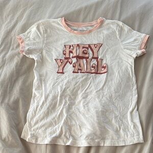 Hey Y'all Kids White and Pink T-Shirt Tiny Whales